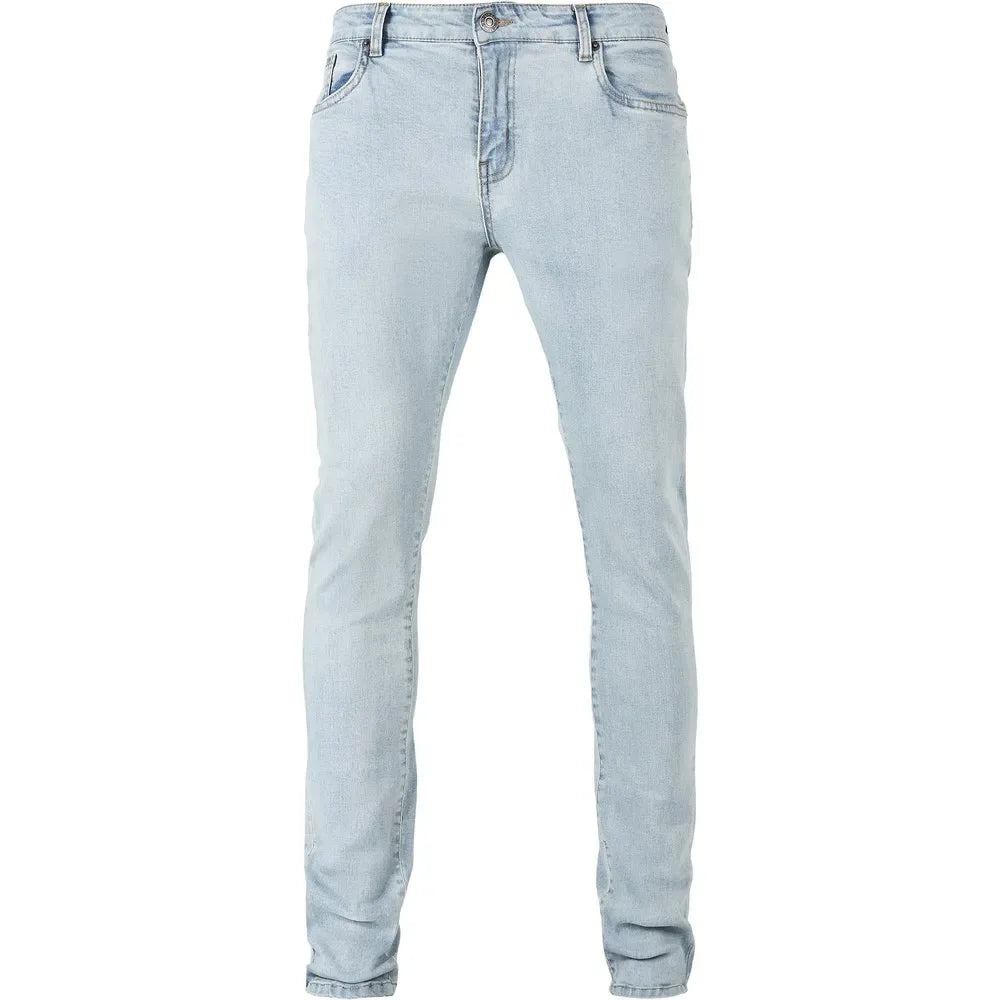 Men's Urban Classics Slim Fit Denim Jeans with Zipper Details Blue - Gomix Brands Outlet